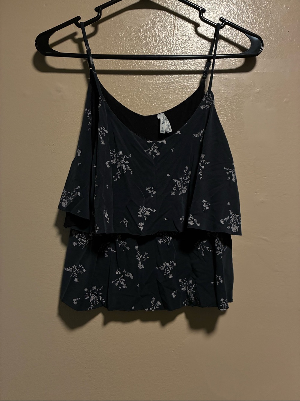 Mudd black Floral Ruffle Cami Tank
